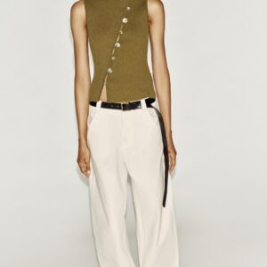 ASYMMETRIC BUTTONED KNIT TOP