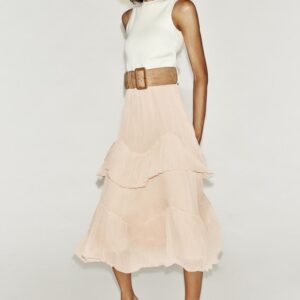 COMBINED MIDI DRESS WITH BELT
