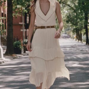 MIDI DRESS WITH RUFFLES AND BELT