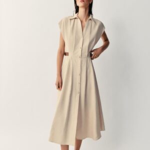 LINEN BLEND SHIRT DRESS