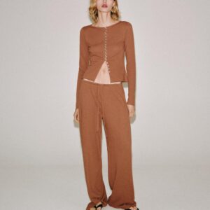 RUSTIC TOP AND TROUSERS SET - DARK RUSSET