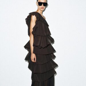 RUFFLED MIDI SKIRT