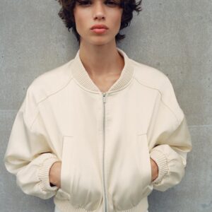 SATIN CROPPED BOMBER JACKET