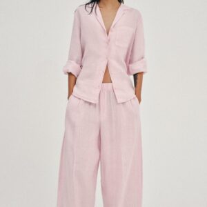 LINEN SHIRT AND TROUSERS SET - LIGHT MAUVE