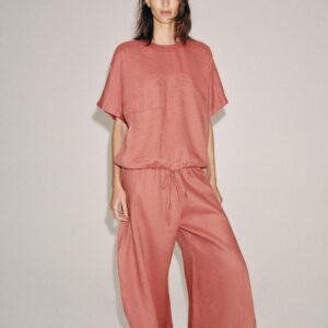 ZW COLLECTION 100% LINEN TOP WITH DRAWSTRINGS