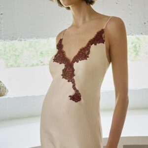 SATIN CAMISOLE DRESS WITH LACE