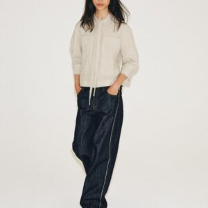 ZW COLLECTION LINEN BLEND SHIRT WITH TIE DETAIL