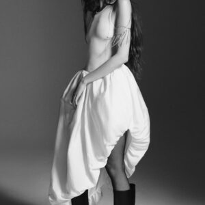 ASYMMETRIC COMBINED KNIT DRESS