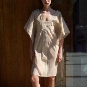 PLEATED LACE KAFTAN DRESS