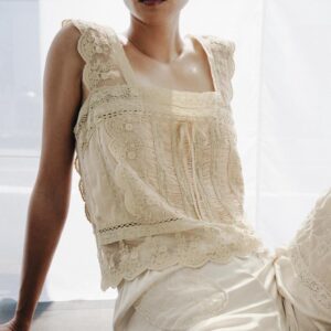 SATIN TOP WITH PLEATS AND LACE