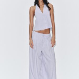BUTTONED LINEN BLEND WAISTCOAT - LILAC