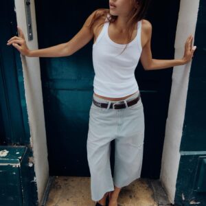 TRF RIPPED MID-WAIST DENIM JORTS BERMUDA SHORTS