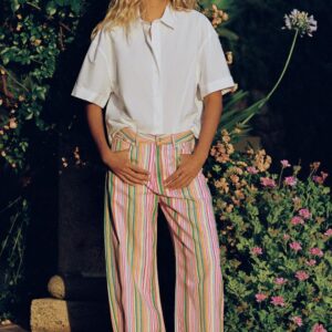 TRF MID-WAIST STRIPED BAGGY JEANS