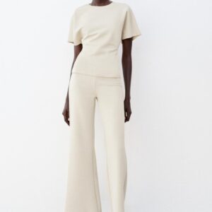 SHORT SLEEVE CUT-OUT TOP - ECRU
