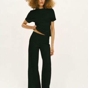 STRETCH WIDE-LEG TROUSERS