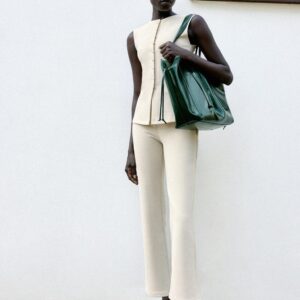 COVERED BUTTON WAISTCOAT - ECRU