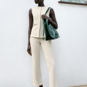 SLIM FIT POCKET TROUSERS - ECRU