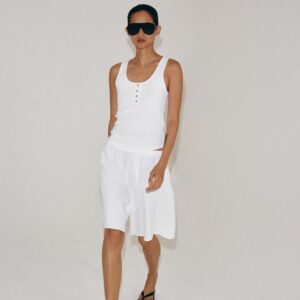 COTTON-BLEND BUTTON TOP