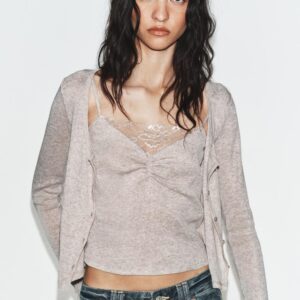 CONTRAST JACKET WITH LACE TOP