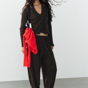JACKET AND TROUSERS SET - BROWN MARL
