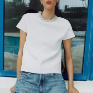 JEWEL-BEADED KNIT TOP