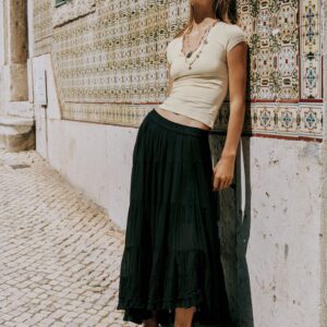 ASYMMETRIC MIDI SKIRT