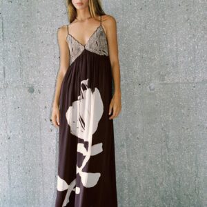 FLORAL PRINT DRESS WITH BEADS