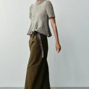 CUTWORK PEPLUM KNIT TOP