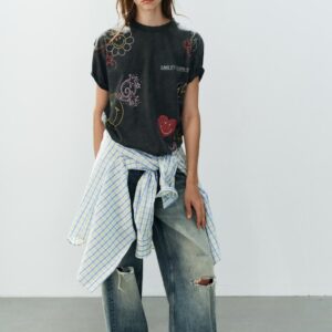 SMILEY® RHINESTONE WASHED EFFECT T-SHIRT
