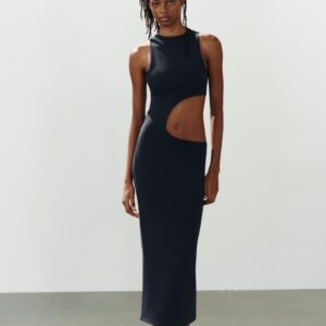 STRETCH MIDI DRESS WITH SLIT