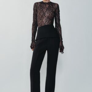LACE BODYSUIT WITH LONG SLEEVES
