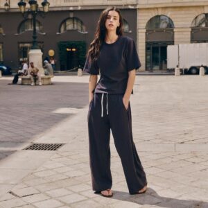 COTTON T-SHIRT AND TROUSERS SET - BLUE