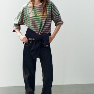 STRIPED OVERSIZE T-SHIRT WITH TEXT