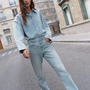 Z1975 MID-WAIST STRAIGHT STUDDED JEANS