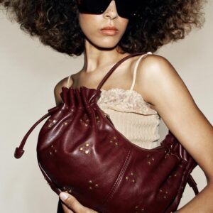STUDDED GATHERED SHOULDER BAG