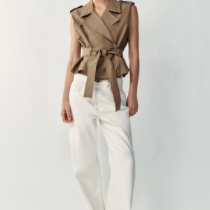 BELTED DOUBLE-BREASTED WAISTCOAT