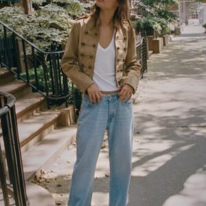 FAUX SUEDE JACKET WITH FROG FASTENING