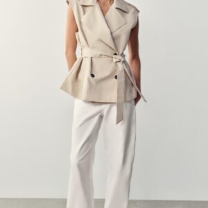 BELTED DOUBLE-BREASTED WAISTCOAT