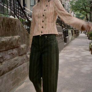 FLORAL STRIPED JACQUARD JACKET