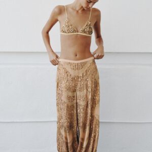 BEADED AND SEQUINNED SAROUEL TROUSERS