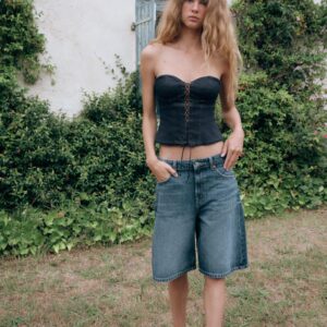 TRF DENIM CORSETRY-INSPIRED TOP