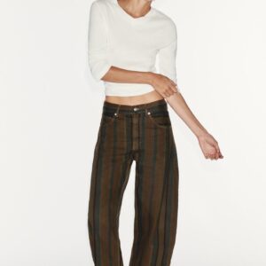TRF MID-WAIST STRIPED BARREL JEANS