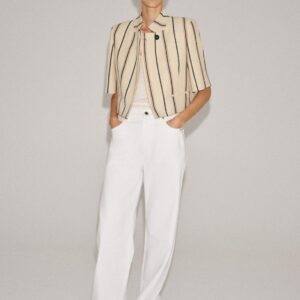 ZW COLLECTION CROPPED STRIPED BLAZER