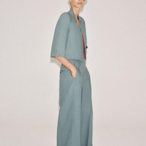 ZW COLLECTION LINEN BLEND CROPPED BLAZER