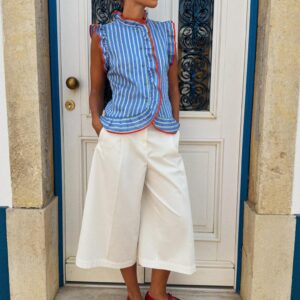 STRIPED RUFFLED SHIRT