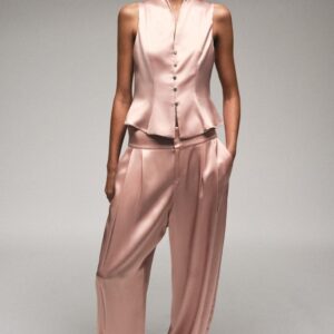 SATIN TOP WITH RHINESTONE BUTTONS