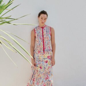PRINTED TOP WITH CUTWORK EMBROIDERY