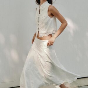 EMBROIDERED TOP WITH GEM BUTTONS
