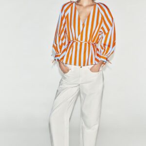 STRIPED SHIRT WITH SLIM BELT