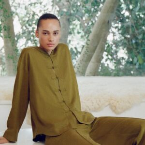 LINEN BLEND SHIRT WITH FROG FASTENING